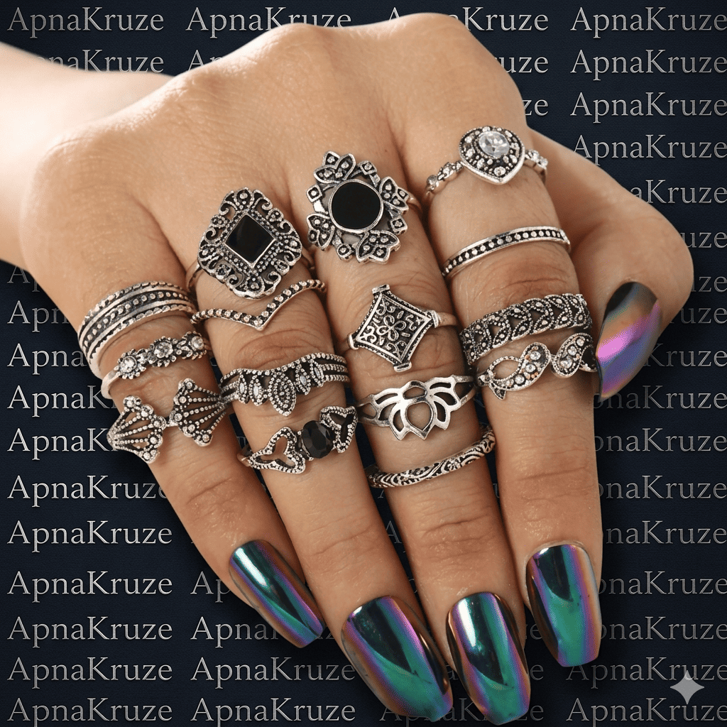 15 pieces Set (Multi design Rings) - for women