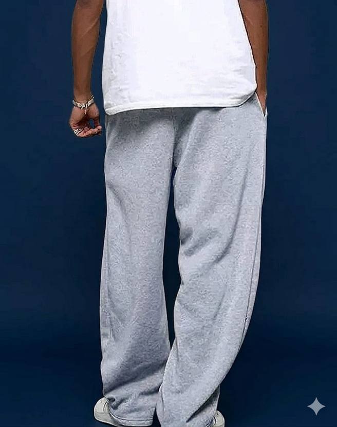 Men's Cotton Grey Baggy Fit Trousers - (30%off)