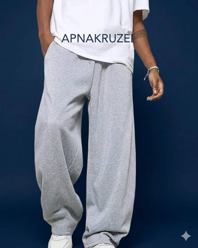 Men's Cotton Grey Baggy Fit Trousers - (30%off)