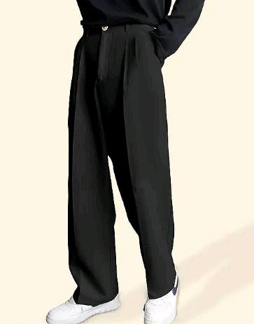 Men Relaxed fit Lycra blend Black, beige, dark grey Korean Trousers (30%off)
