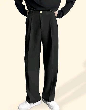 Men Relaxed fit Lycra blend Black, beige, dark grey Korean Trousers (30%off)