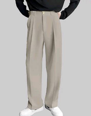 Men Relaxed fit Lycra blend Black, beige, dark grey Korean Trousers (30%off)