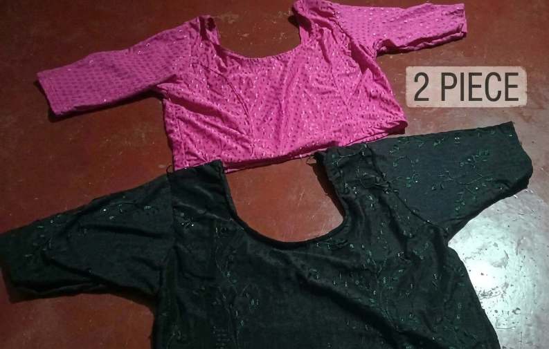 Pack of 2 readymade stretcable lycra women blouse(Black Pink)