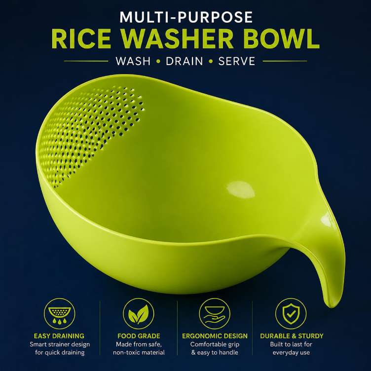 Rive bowl with handle (GREEN) for washing