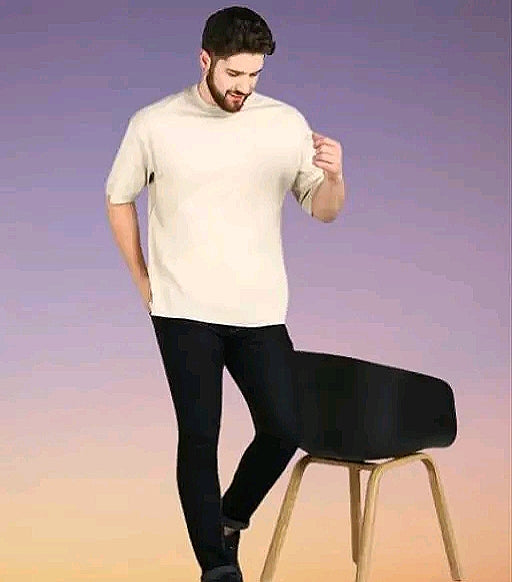 Urban Grid Solid Oversized T-shirt