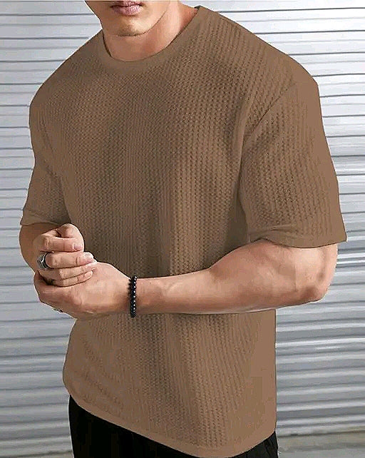 Urban Grid Solid Oversized T-shirt