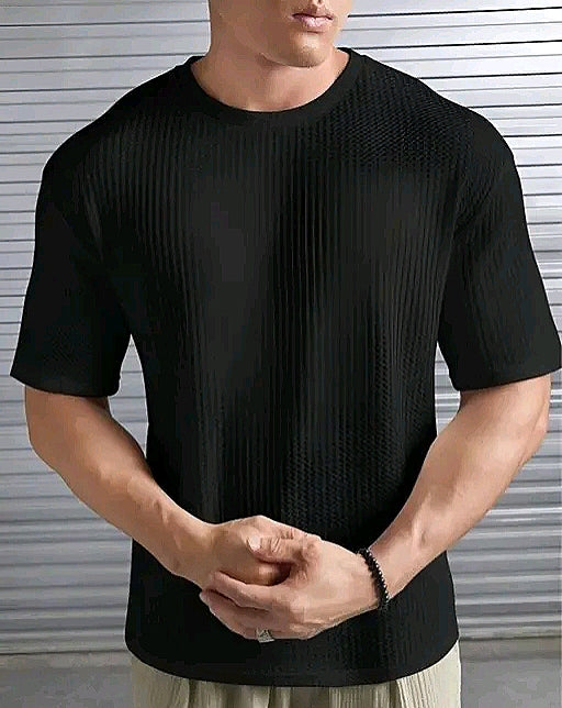 Urban Grid Solid Oversized T-shirt