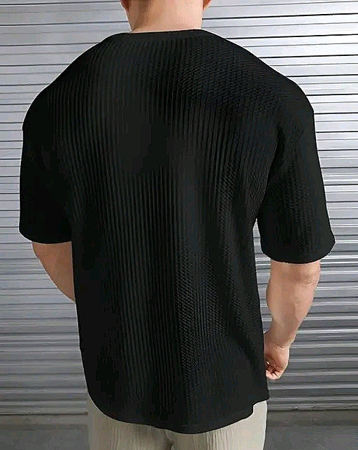 Urban Grid Solid Oversized T-shirt