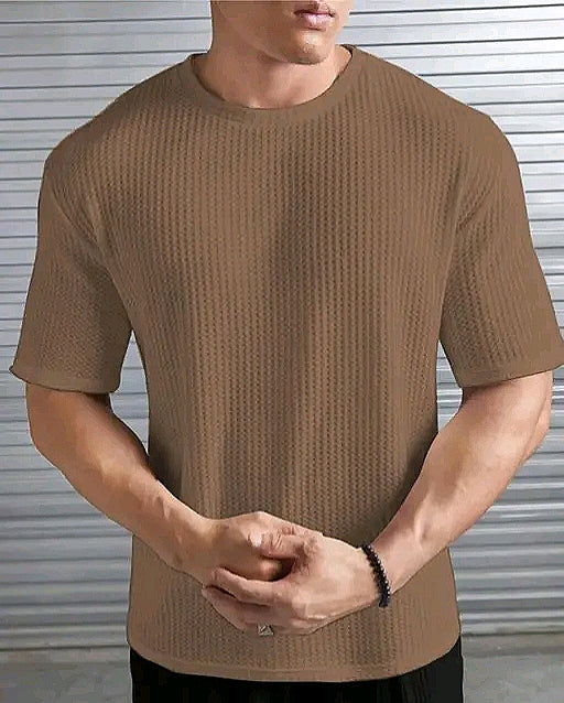 Urban Grid Solid Oversized T-shirt