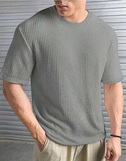 Urban Grid Solid Oversized T-shirt